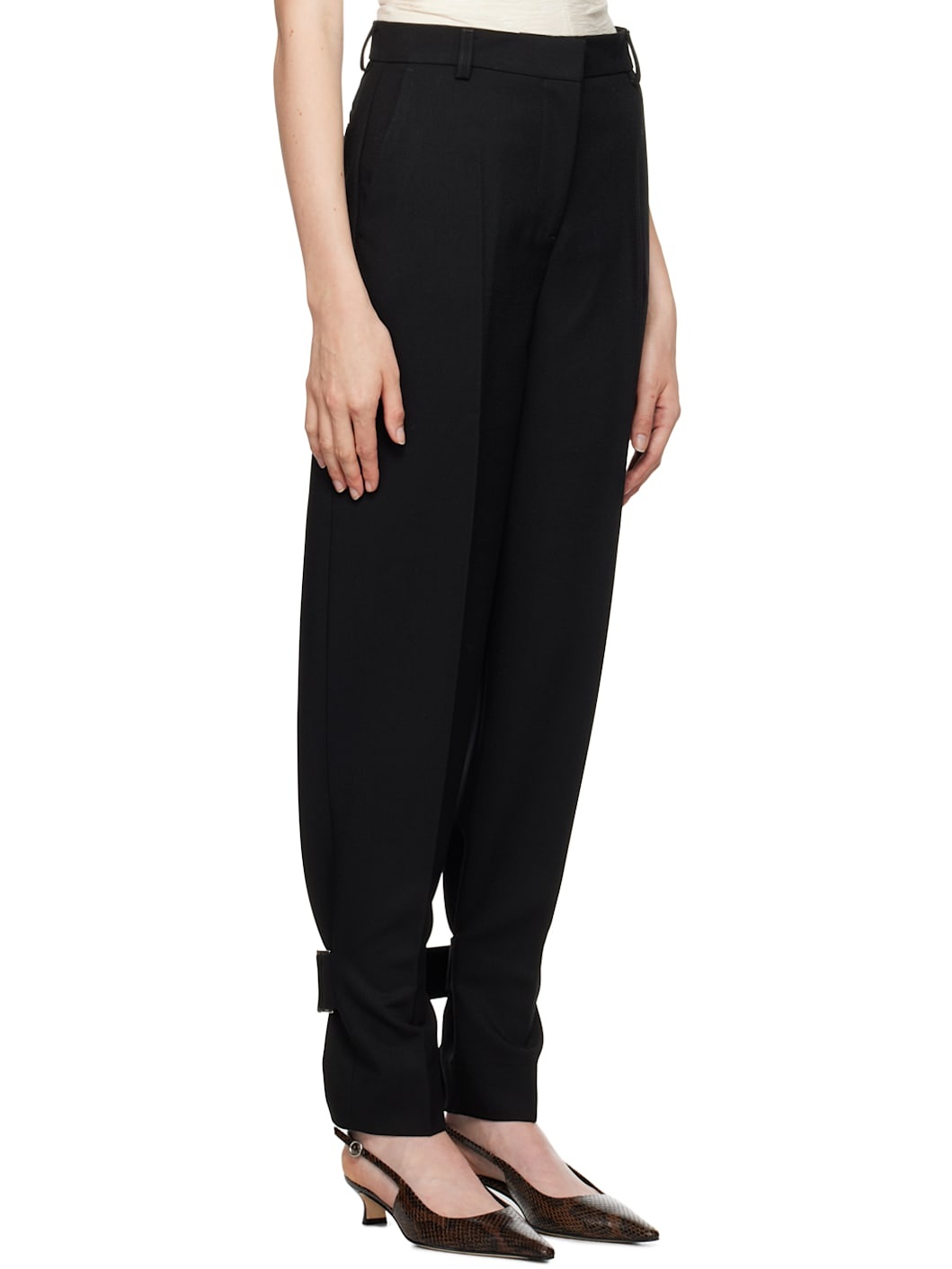 Black Buckled Slouch Trousers - 2