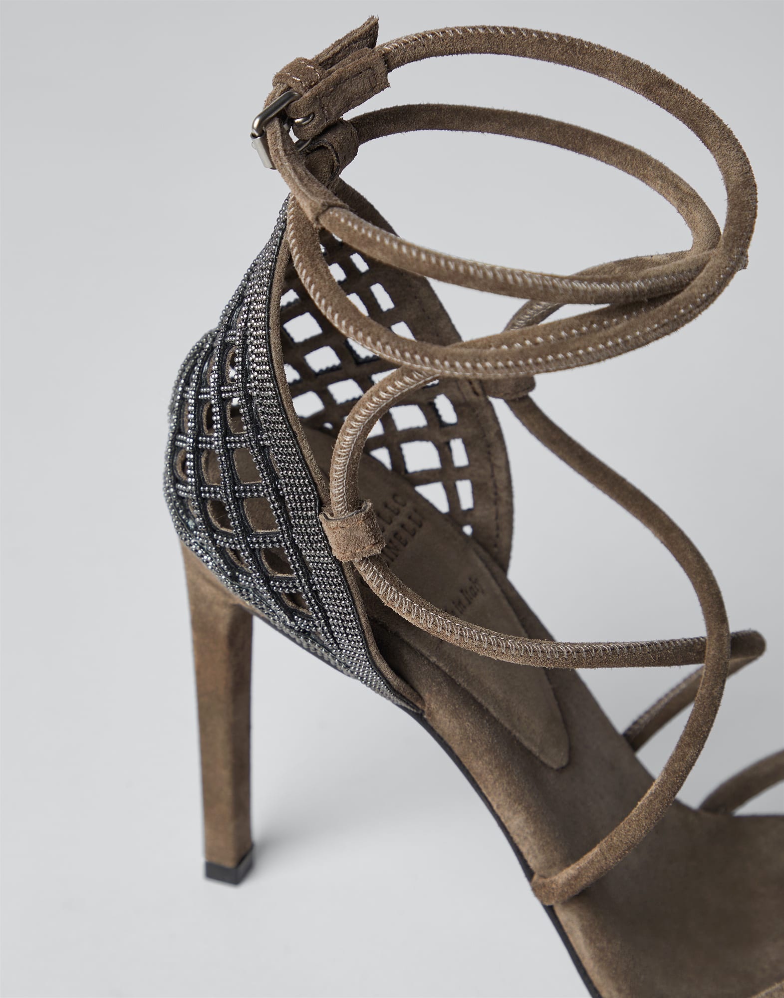 Suede heels with precious net insert - 3
