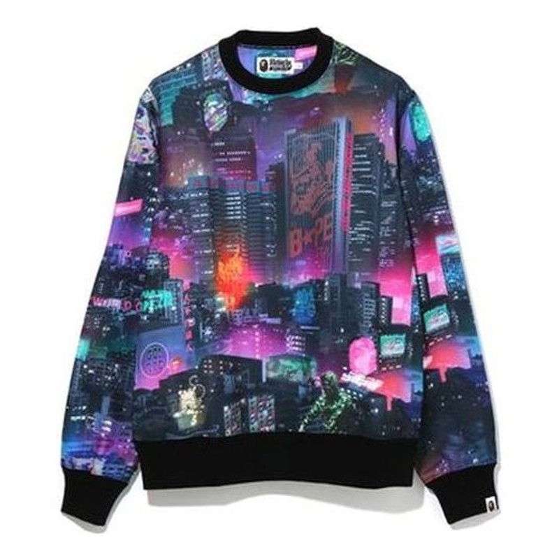 목욕 Ape 네온 도쿄 Crewneck Pullover '다색' 1G30-113-015 - 1