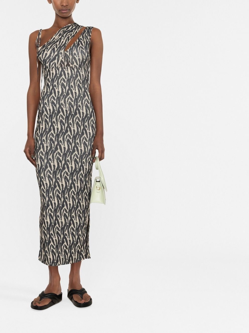 printed one-shoulder midi dress - 2