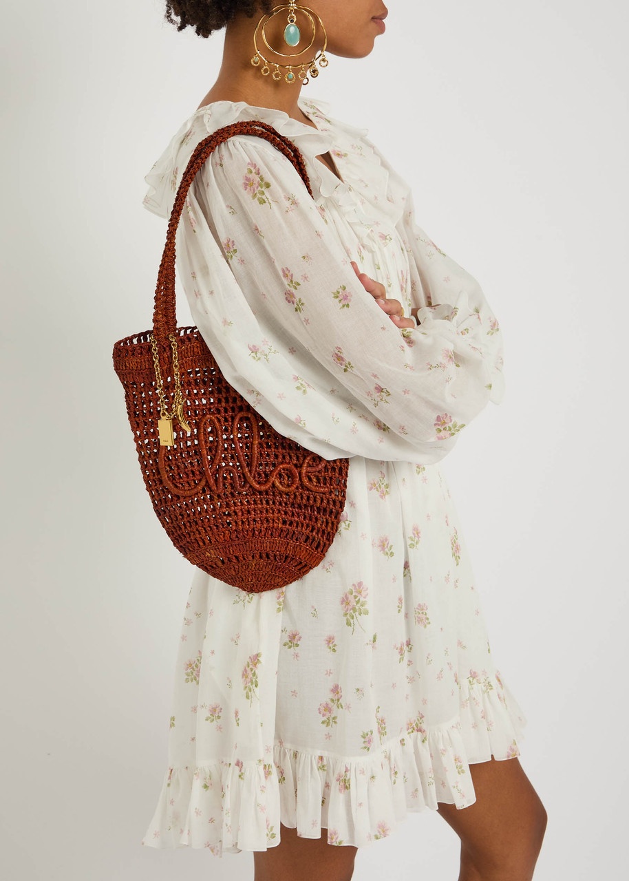 Chloe Summer Banana Logo Raffia Tote - 5