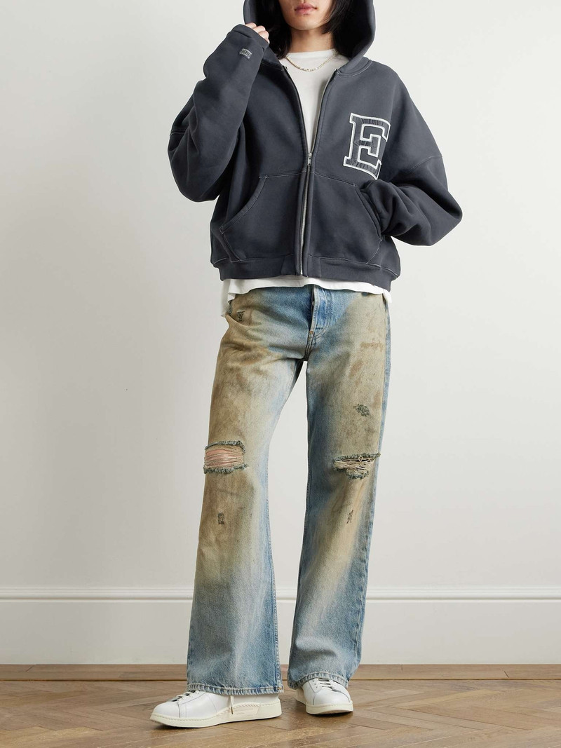 ERL Oversized Logo-Appliquéd Cotton-Jersey Zip-Up Hoodie outlook