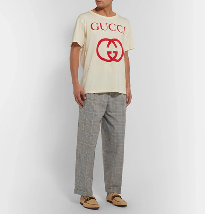 GUCCI Grey Pleated Prince of Wales Checked Cotton Trousers outlook