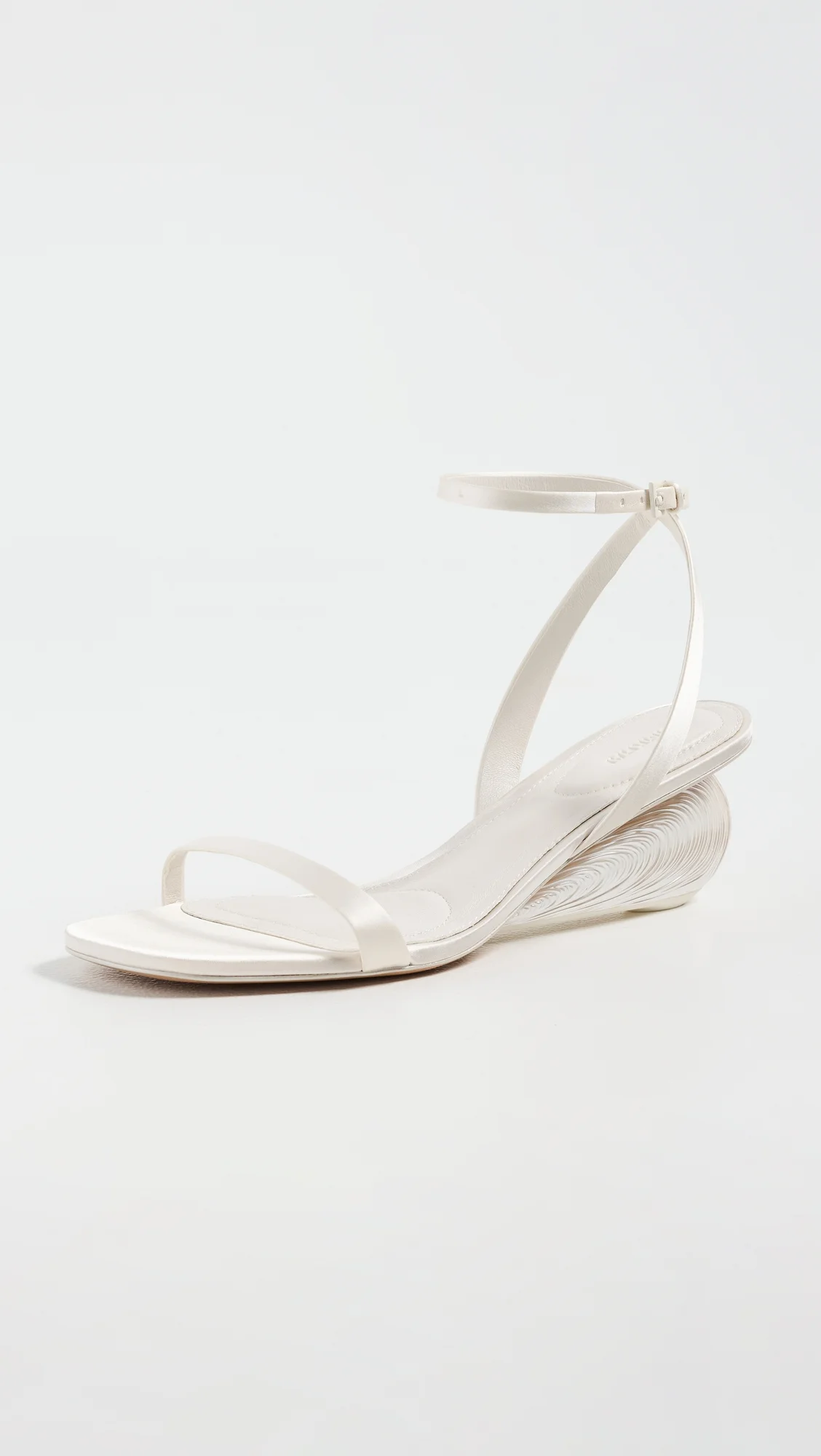 Bridget Satin Oyster Shell Wedge Sandals - 1