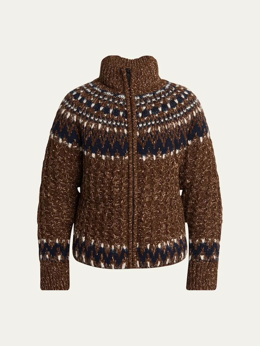 Men's Multi Fair Isle Wool Padded Knit Puffer - 1