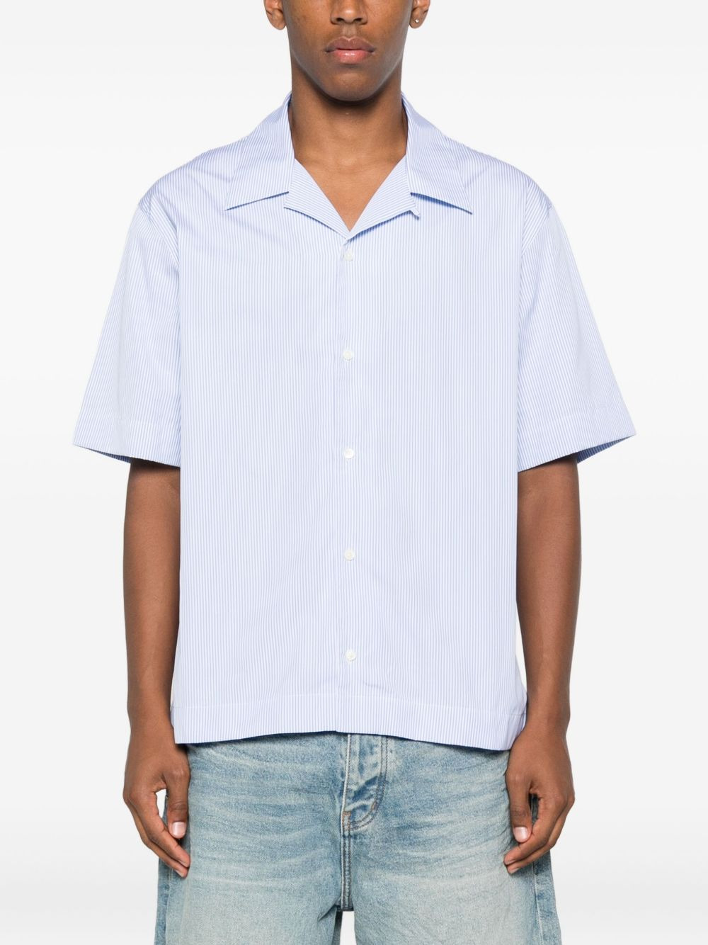 COTTON PINSTRIPE BOWLING SHIRT - 3