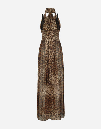 Dolce & Gabbana Long leopard-print chiffon dress outlook