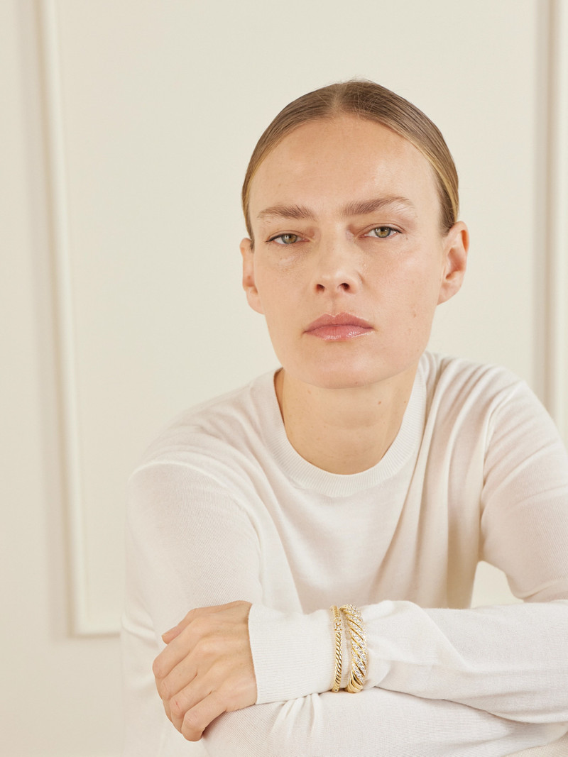 DAVID YURMAN Sculpted Cable 18-karat Gold Diamond Bangle outlook