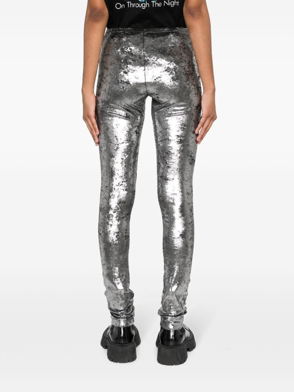 metallic-effect high-waist leggings - 4