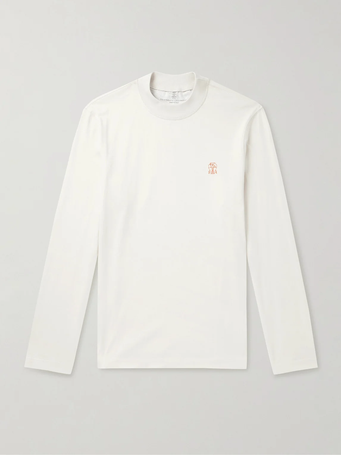 Logo-Print Cotton-Jersey Mock-Neck T-Shirt - 1