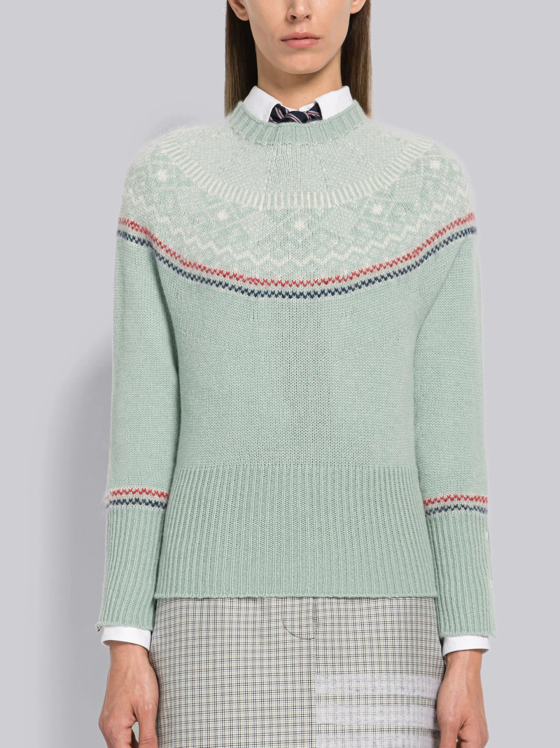 Cashmere Mohair Fair Isle Shrunken Tipping Pullover 1