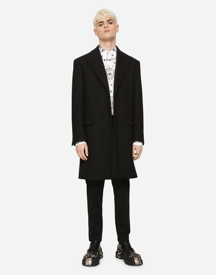 Single-breasted wool jersey coat - 6