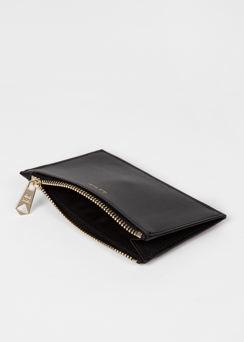 Black 'Signature Stripe' Leather Zip Pouch 4