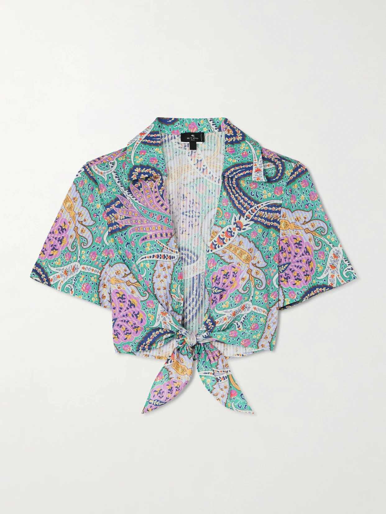 Knotted Cropped Cotton And Silk-blend Voile Shirt - 1