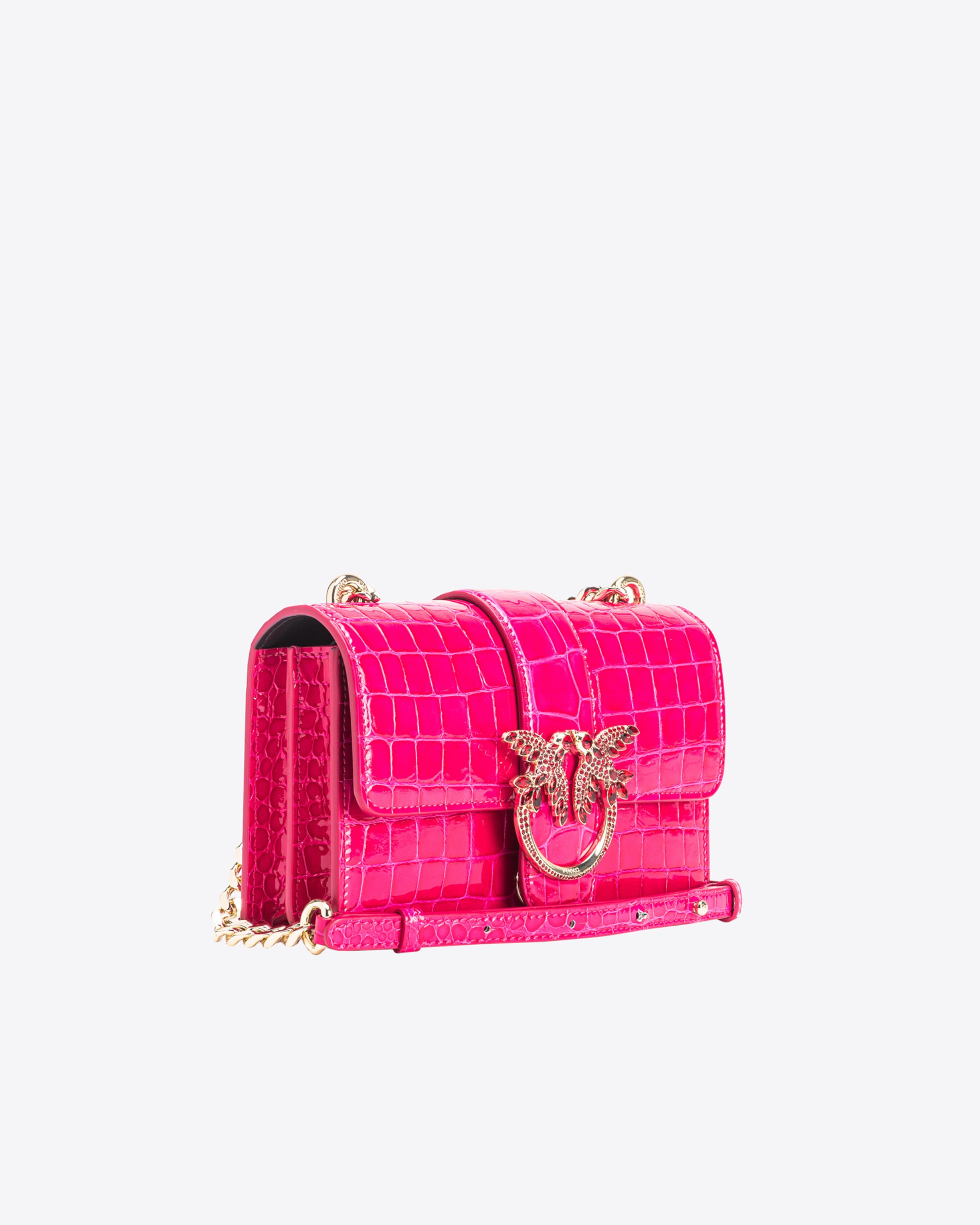 PINKO GALLERIA MINI LOVE BAG ONE IN SHINY COLOURED CROCODILE-PRINT LEATHER - 3