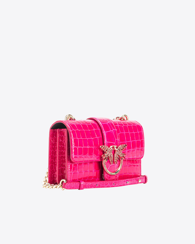 PINKO GALLERIA MINI LOVE BAG ONE IN SHINY COLOURED CROCODILE-PRINT LEATHER 3
