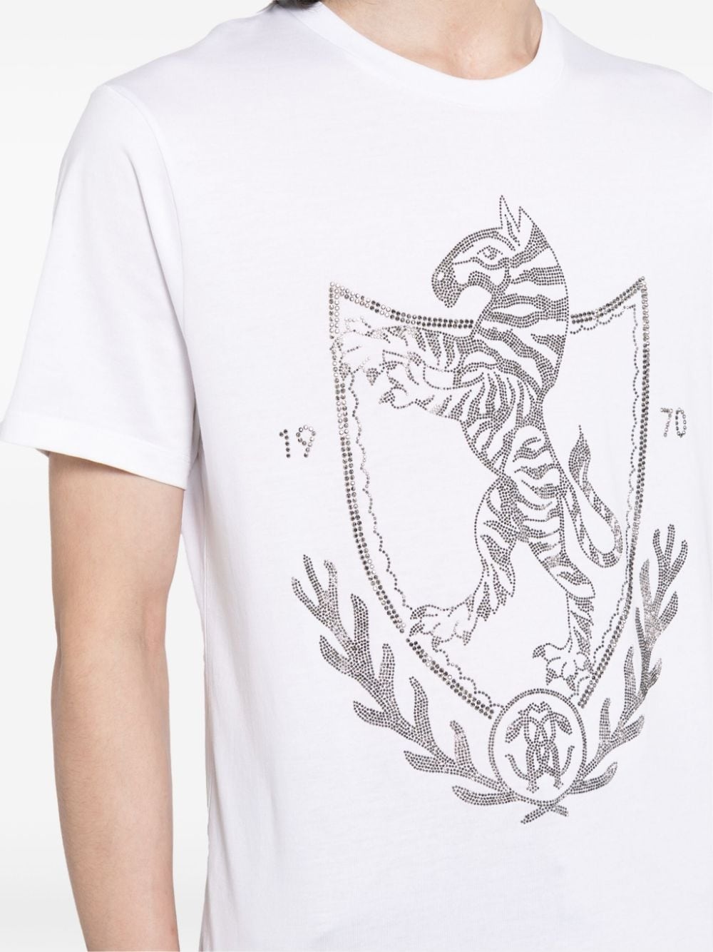 rhinestone-logo cotton T-shirt - 5