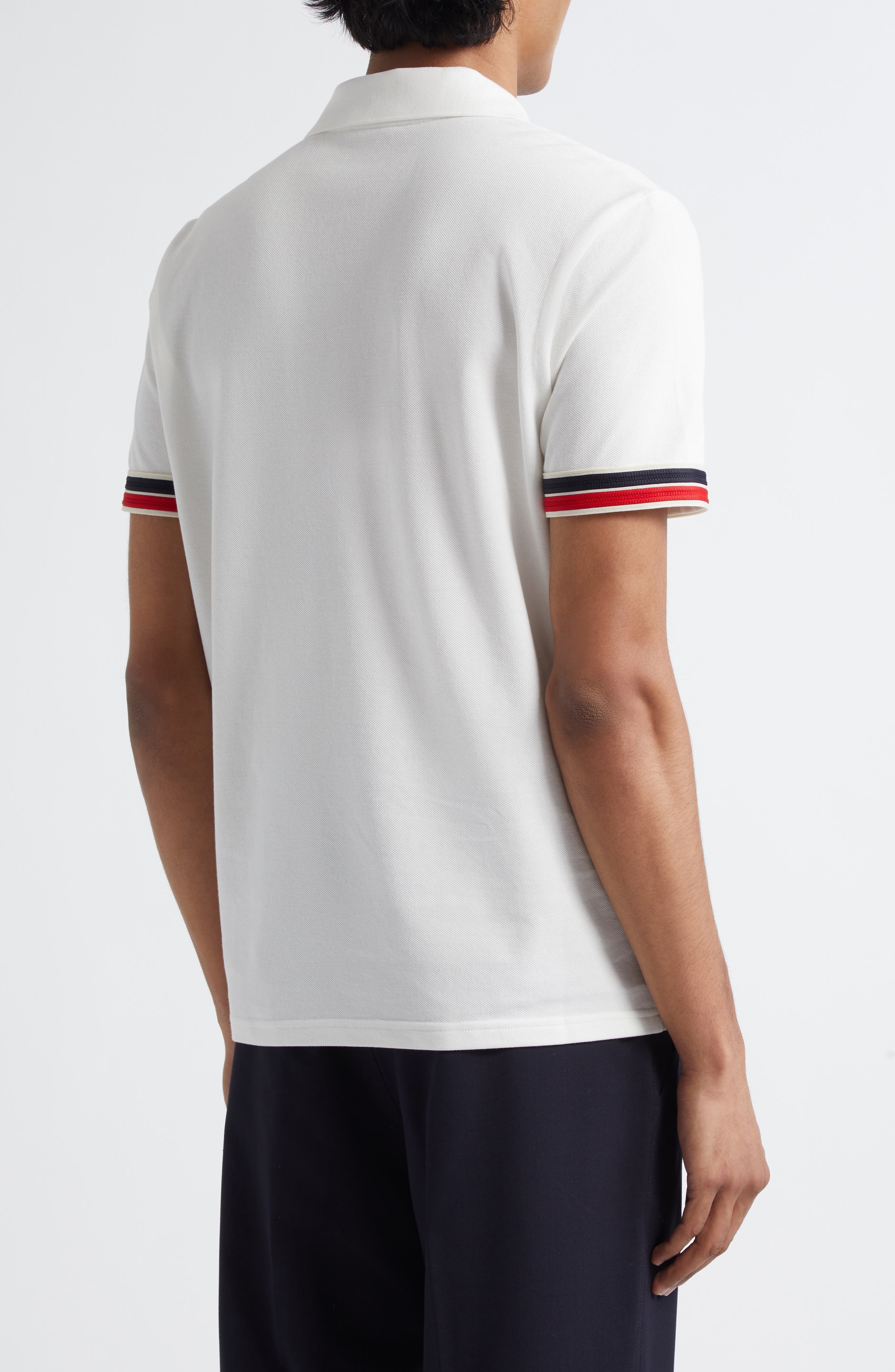 Moncler Tipped Cotton Piqué Polo in Silk White at Nordstrom - 2