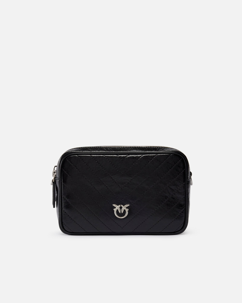 MEDIUM CHEVRON LEATHER CAMERA BAG WITH STRAP 1