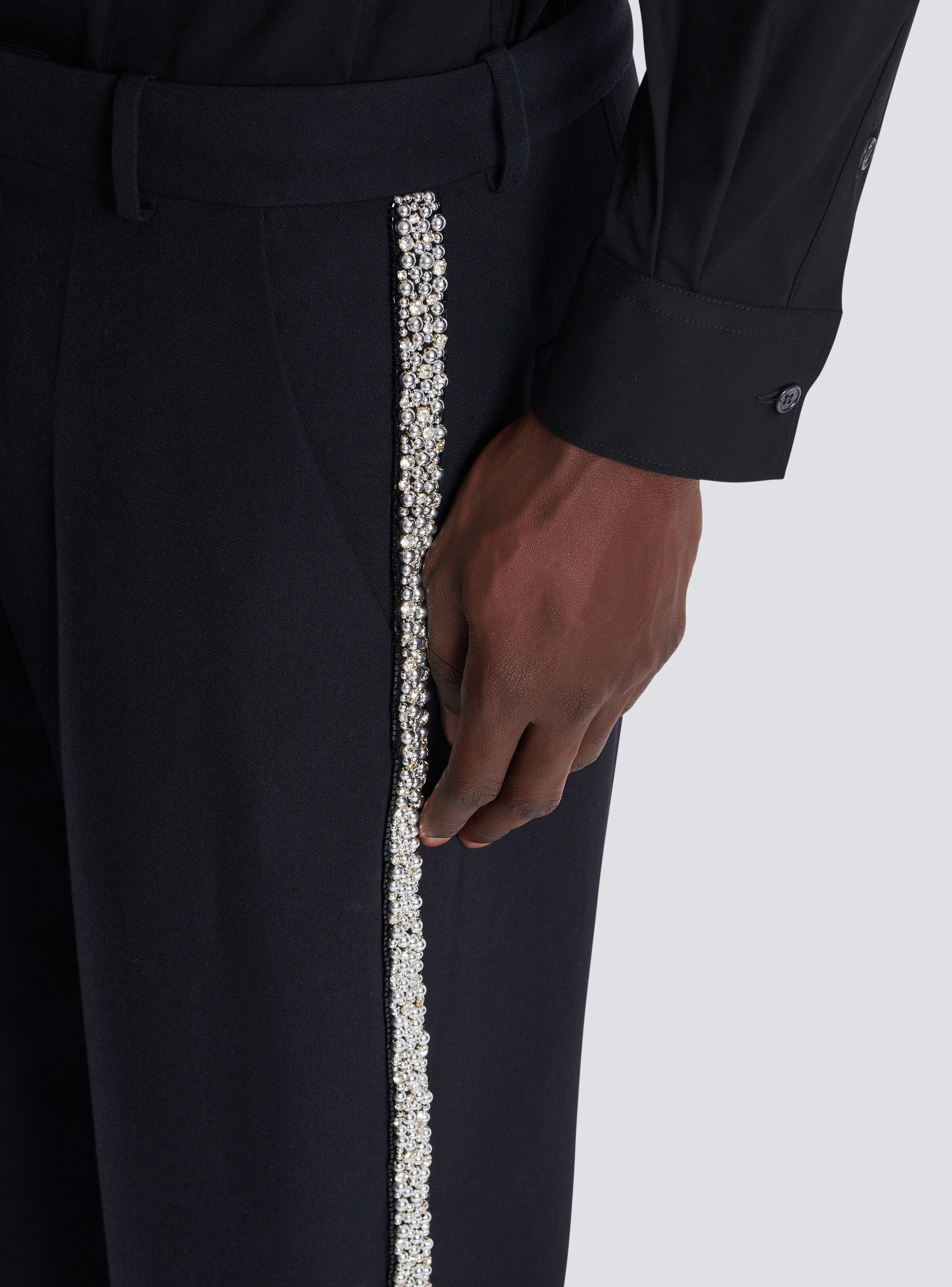 Embroidered grain de poudre trousers - 6