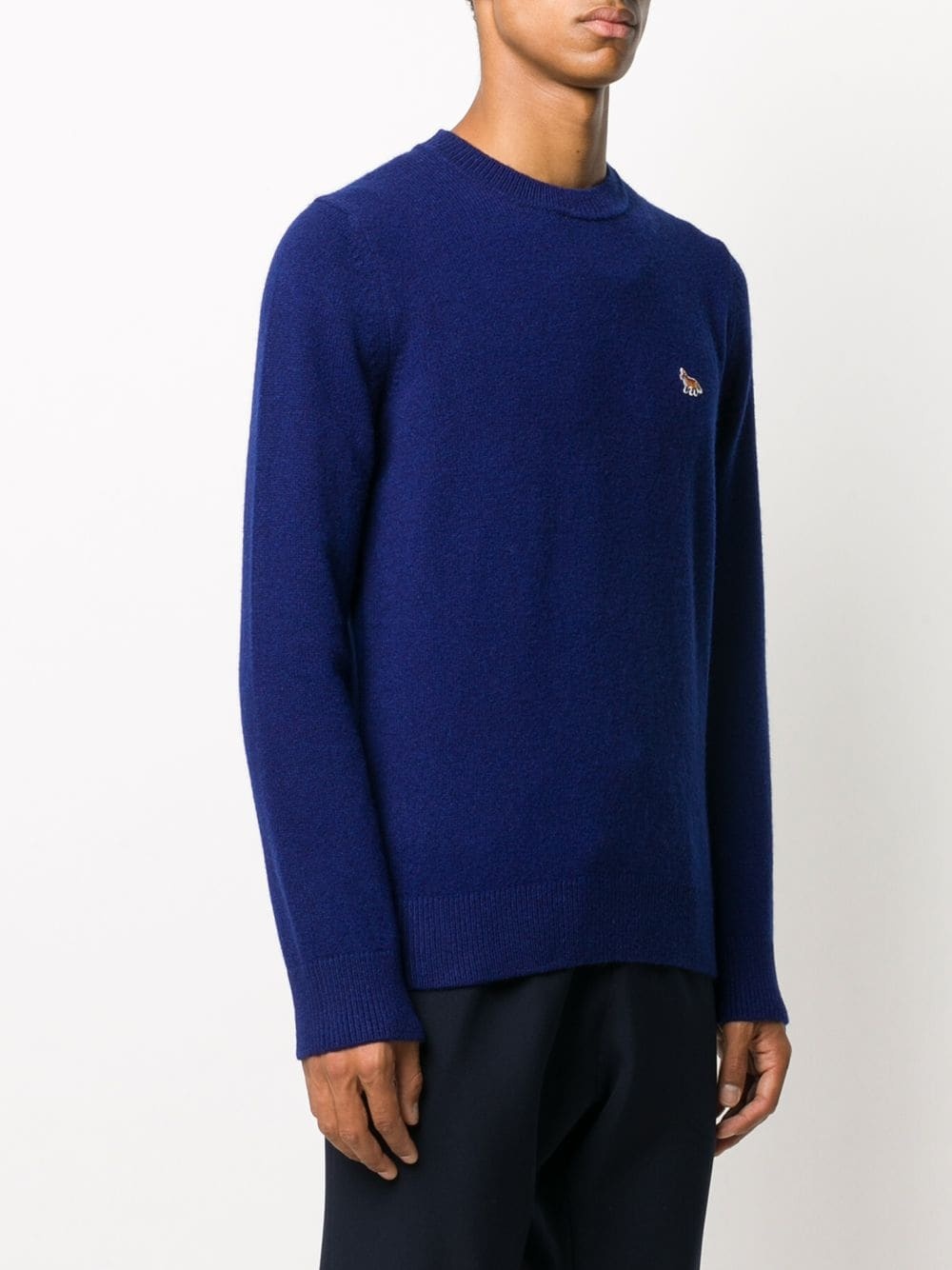 crew neck fox patch pullover - 3