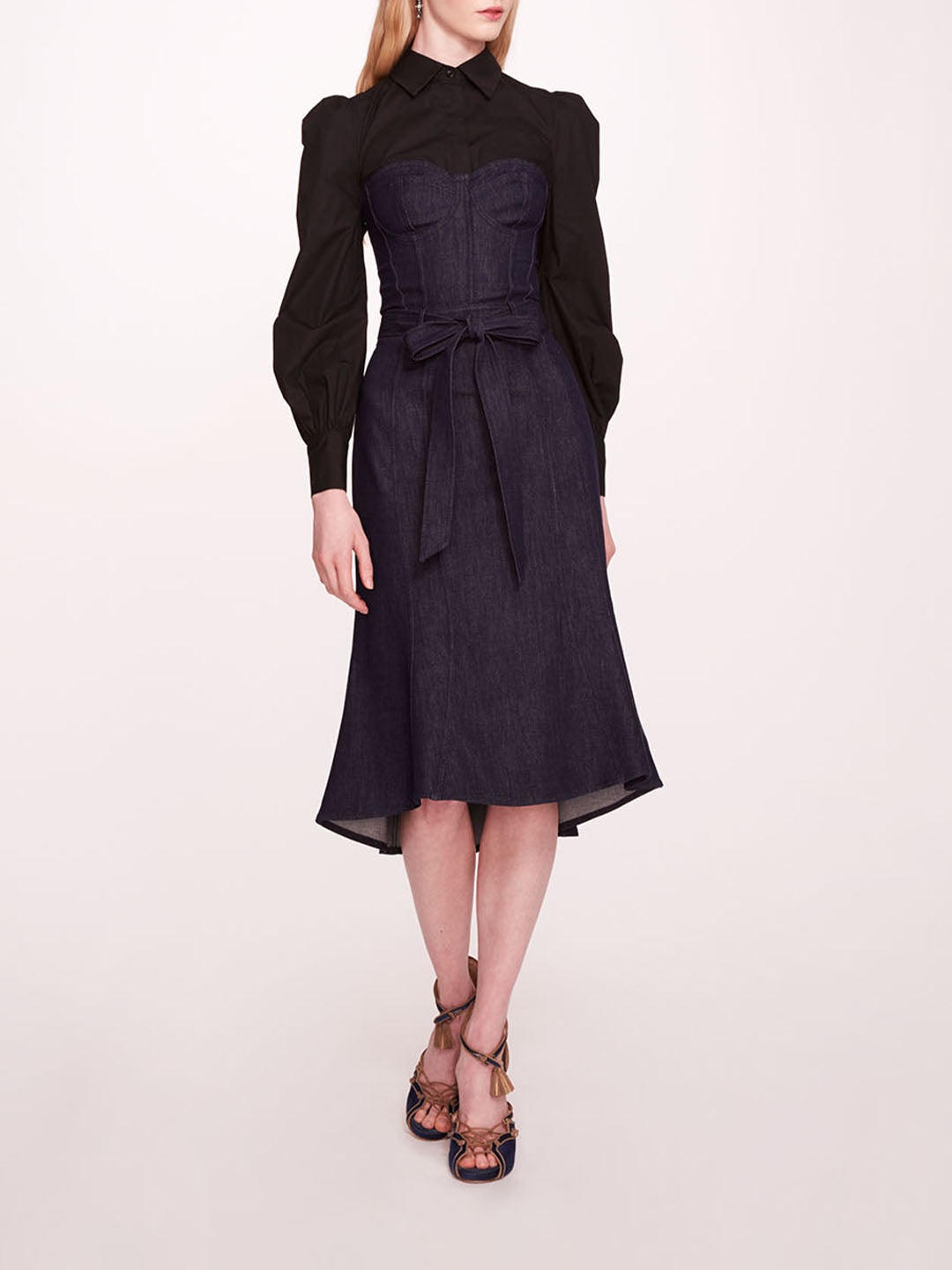 DENIM POPLIN SHIRT DRESS - 1