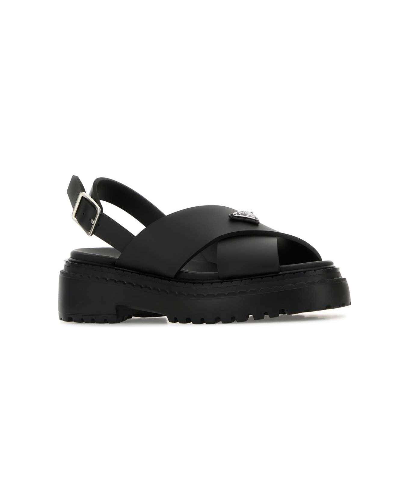 Black Rubber Sandals - 2