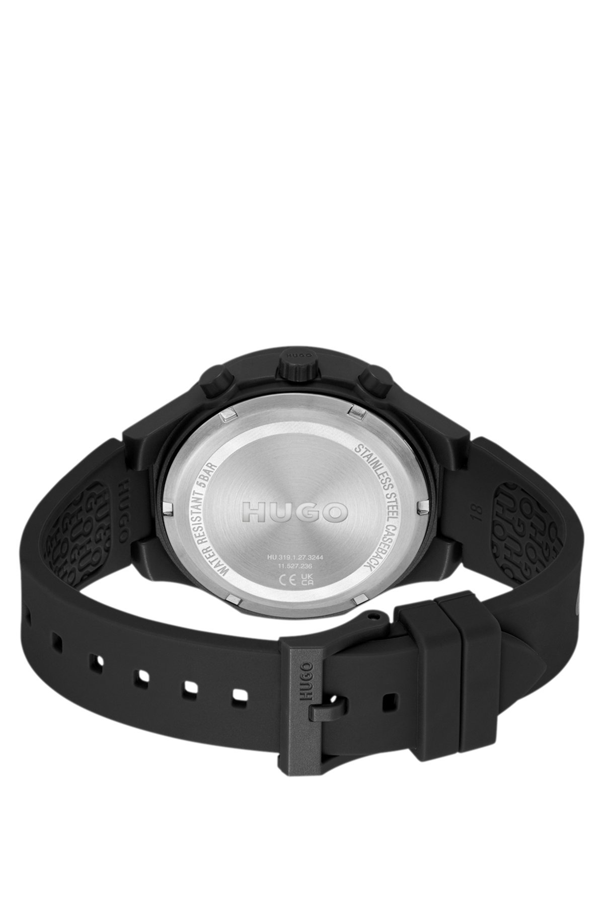 BLACK WATCH WITH SILICONE LOGO STRAP - 3