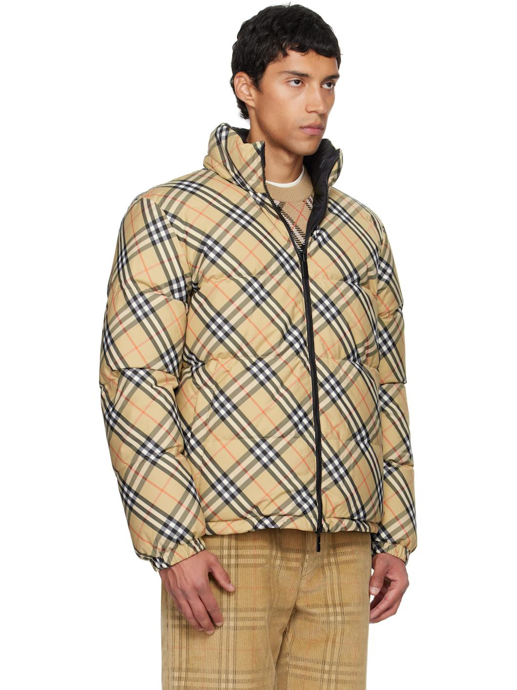 Beige Check Wool Sweater - 2