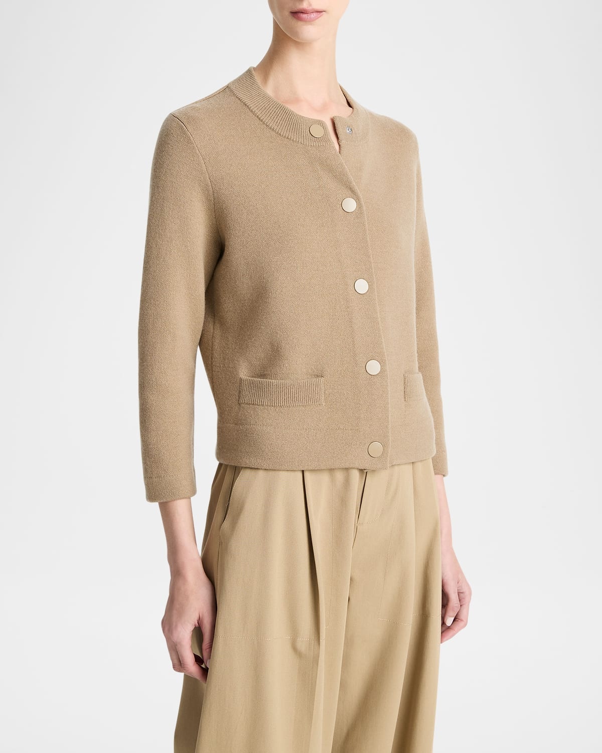 Wool and Cashmere Shrunken Snap Cardigan - 2