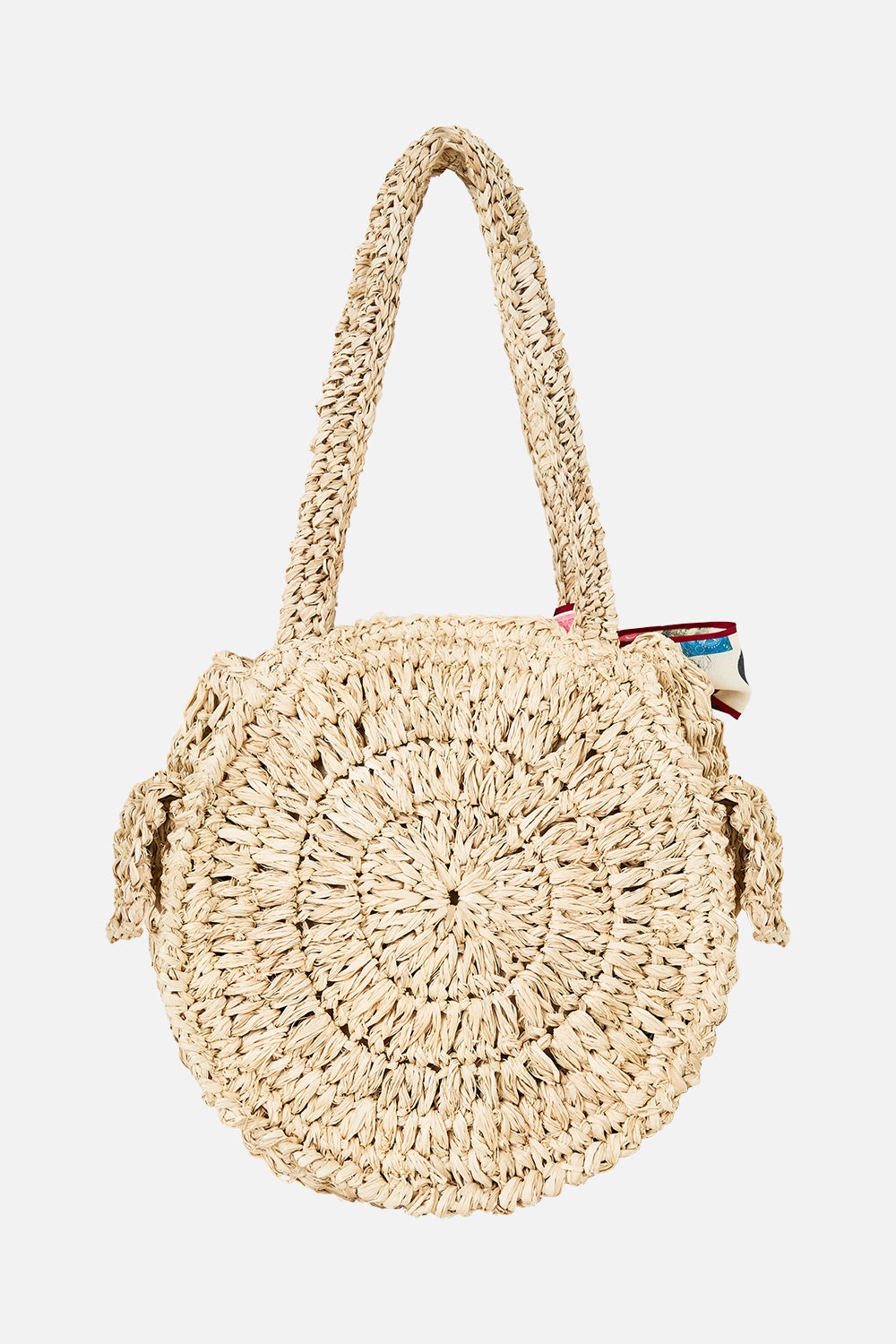 RAFFIA ROUND SHOULDER BAG WITH SCARF BOW - 4
