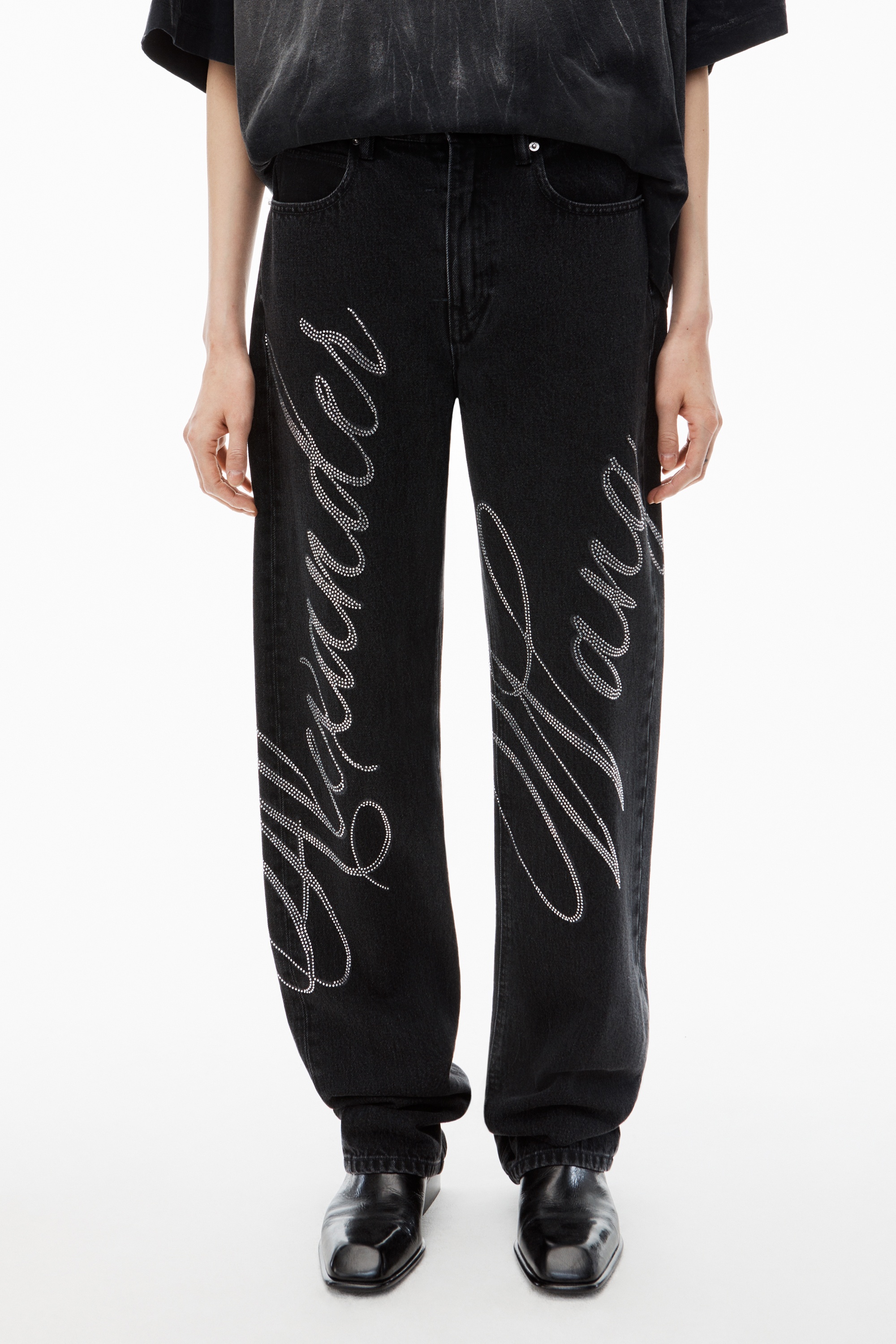EZ Mid Rise Jean in Crystal Hotfix Logo - 3