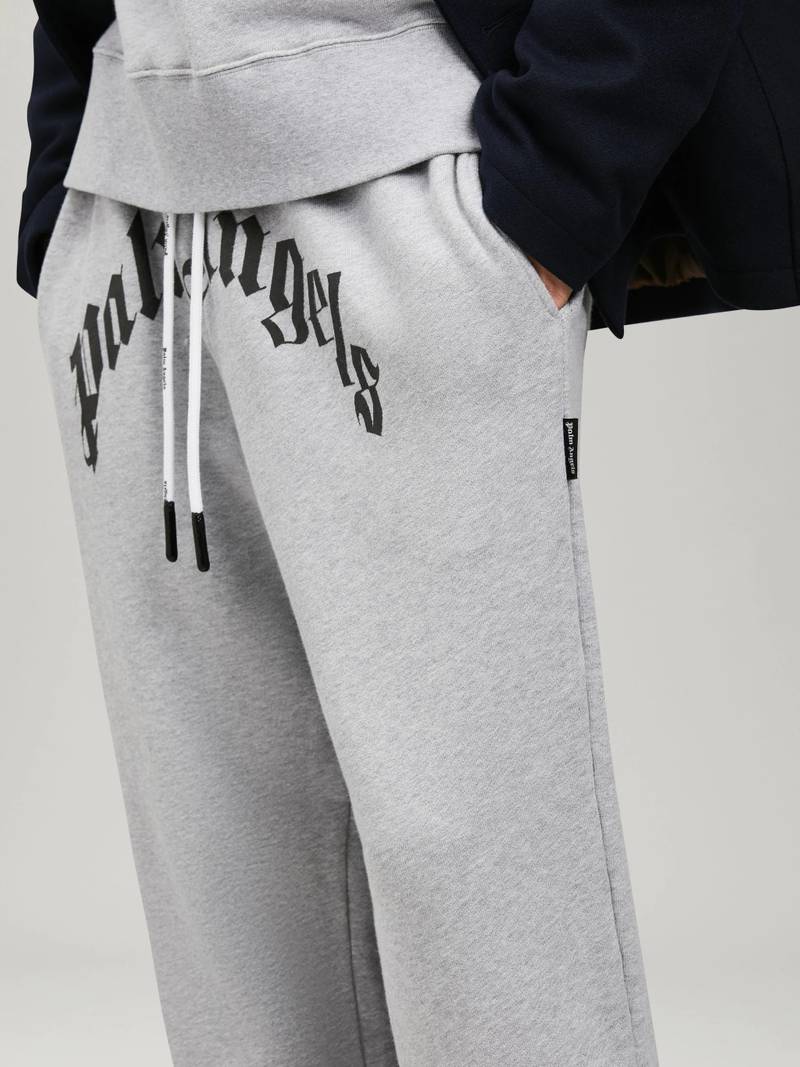 GREY CURVED LOGO SWEATPANTS 6