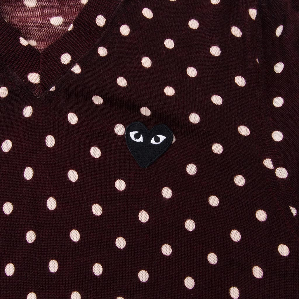 COMME DES GARCONS PLAY POLKA DOT SWEATER - BURGUNDY - 4