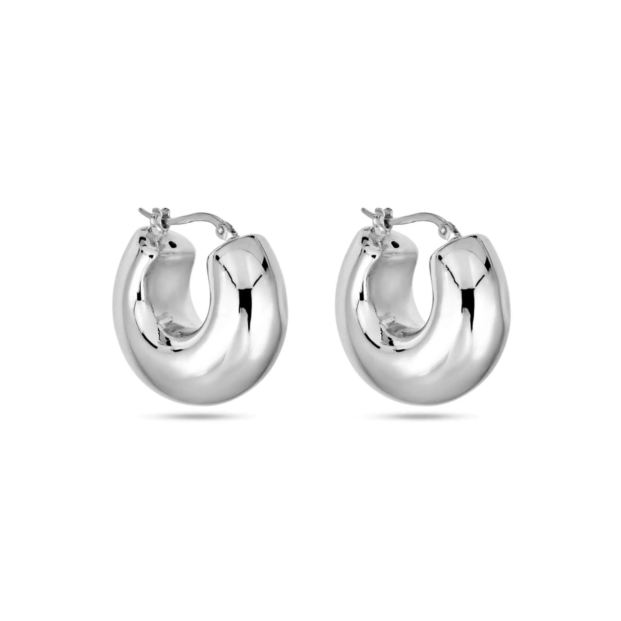 Silver Puff Hoops - 1