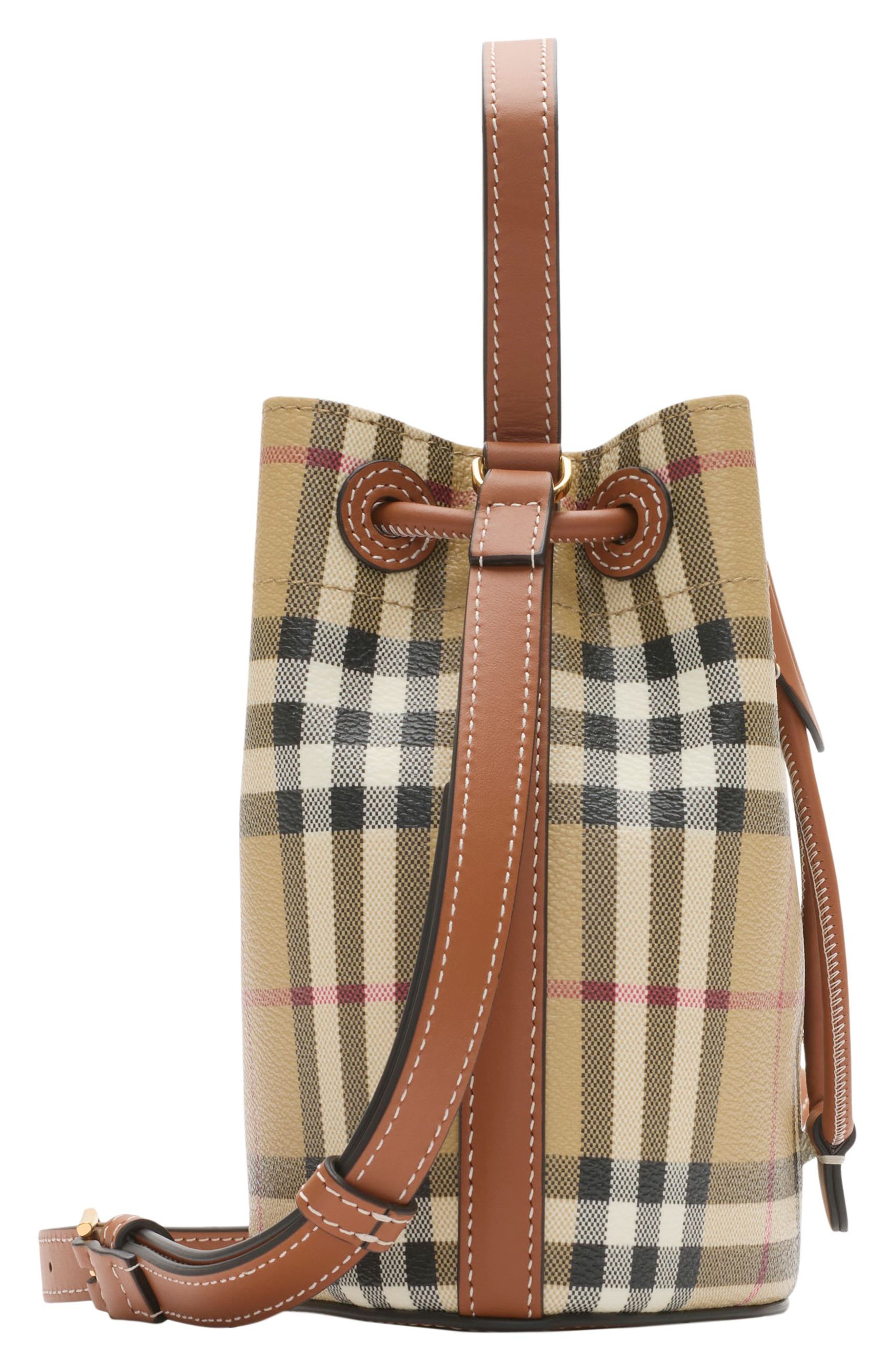 burberry Mini Check Bucket Bag in Vintage Check/Briar Brown at Nordstrom - 4