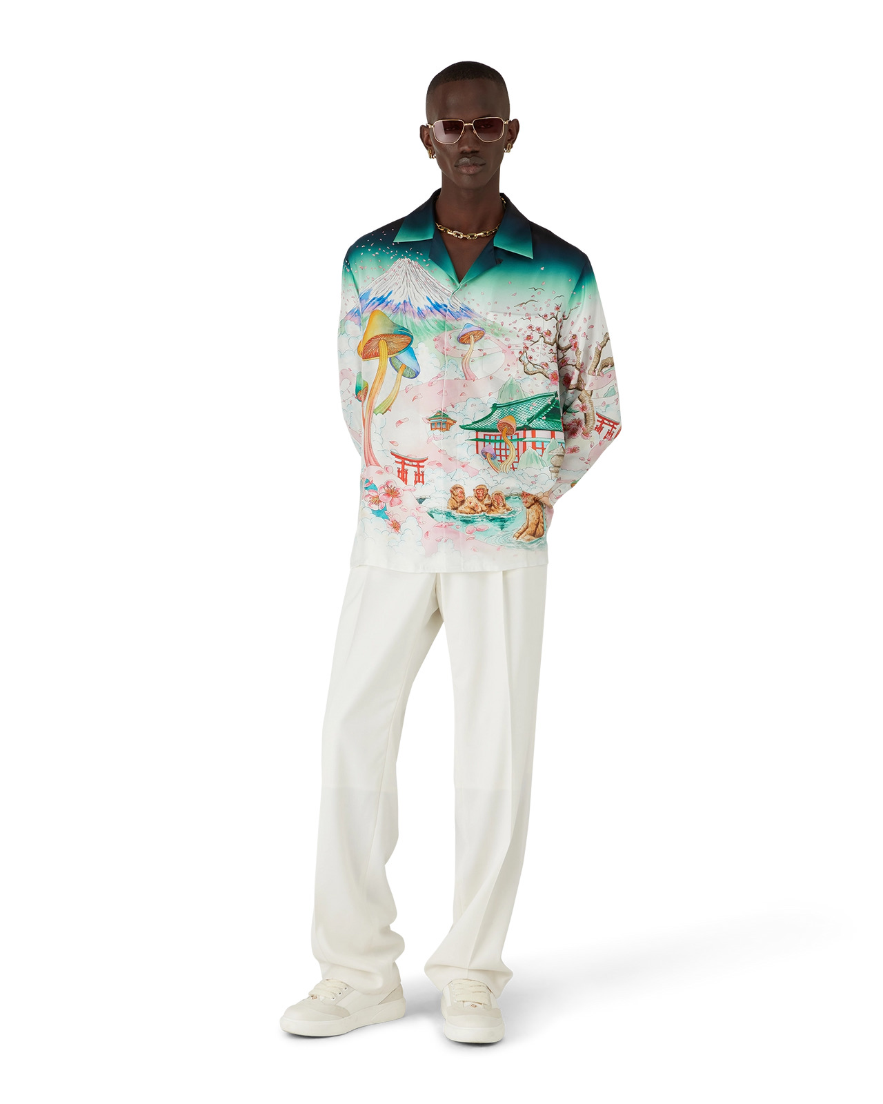 Flowers Long Sleeve Silk Twill Shirt | Casablanca Paris - 5