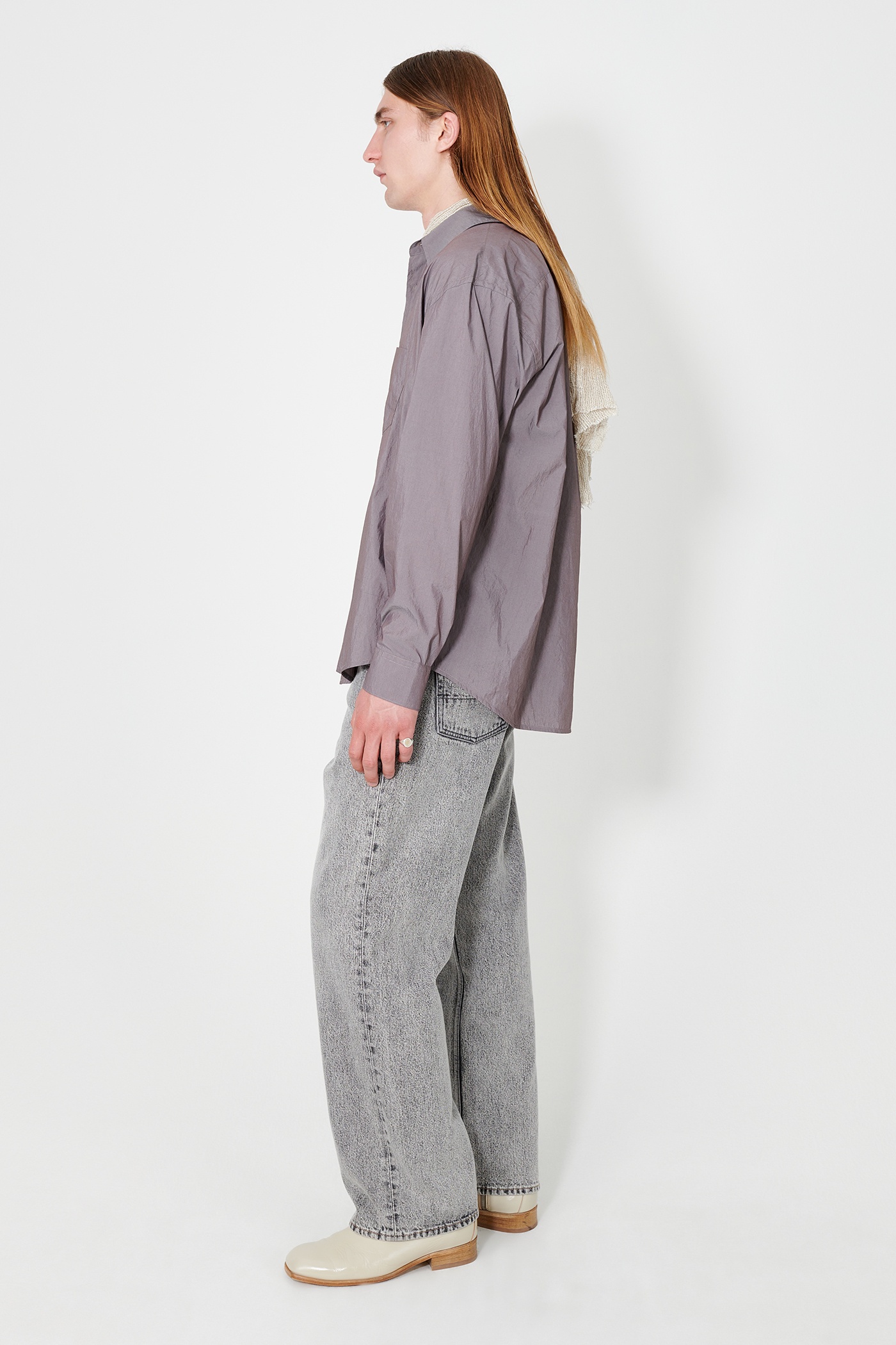 Coco 70s Shirt in Antique Lavender Poplin - 3