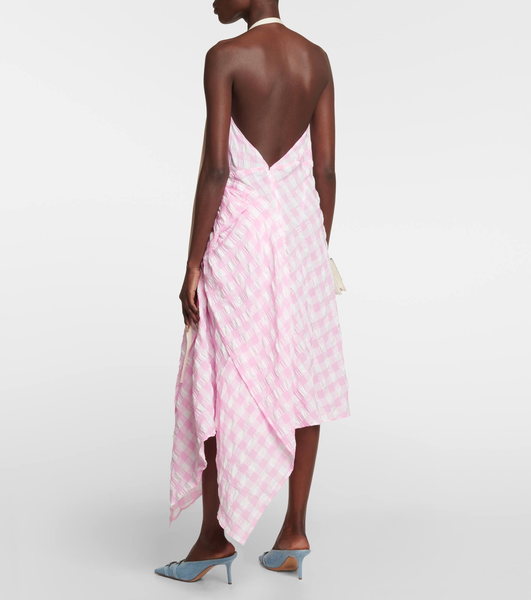 Gingham-print halterneck dress - 3