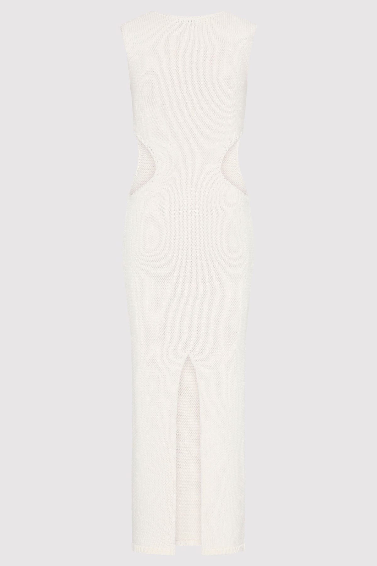 Linen Silk Blend Cut Out Dress - Salt - 7