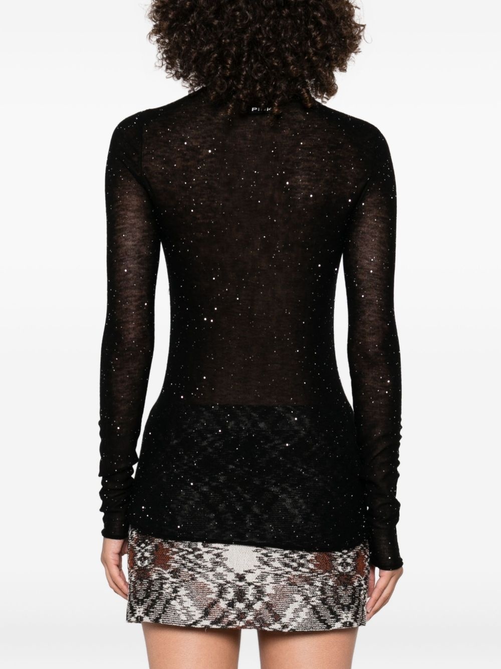 glitter-embellished long-sleeve top - 4