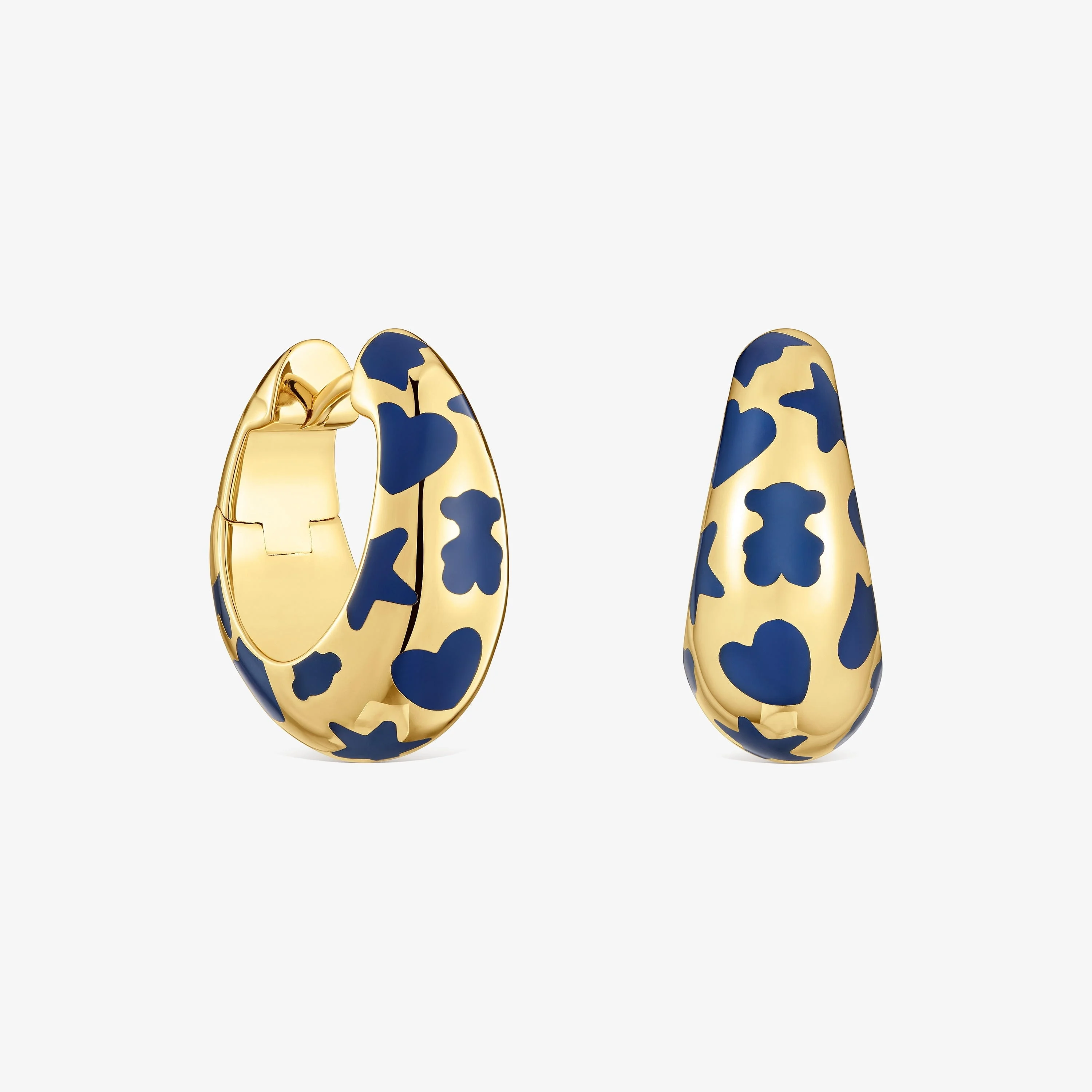 Hoop earrings with 18K gold vermeil and blue motifs Warm - 1