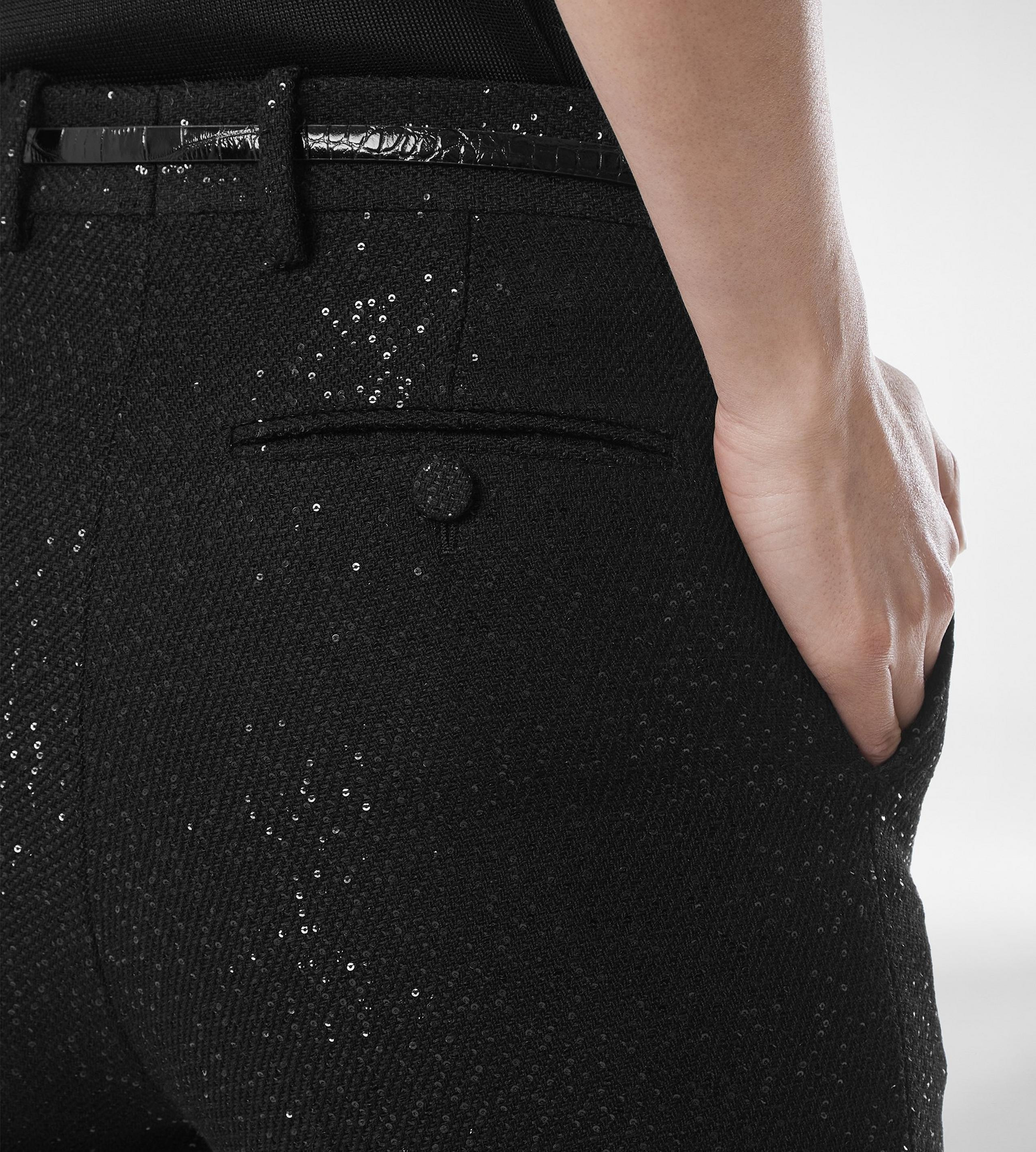 SEQUINED WOOL BLEND CREPE TAILORED STRAIGHT PANTS - 2