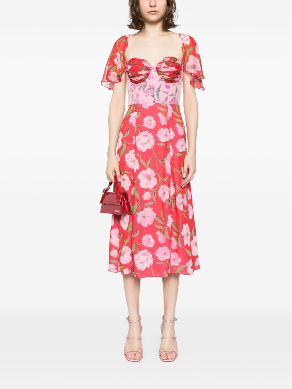 floral-print chiffon midi dress - 2