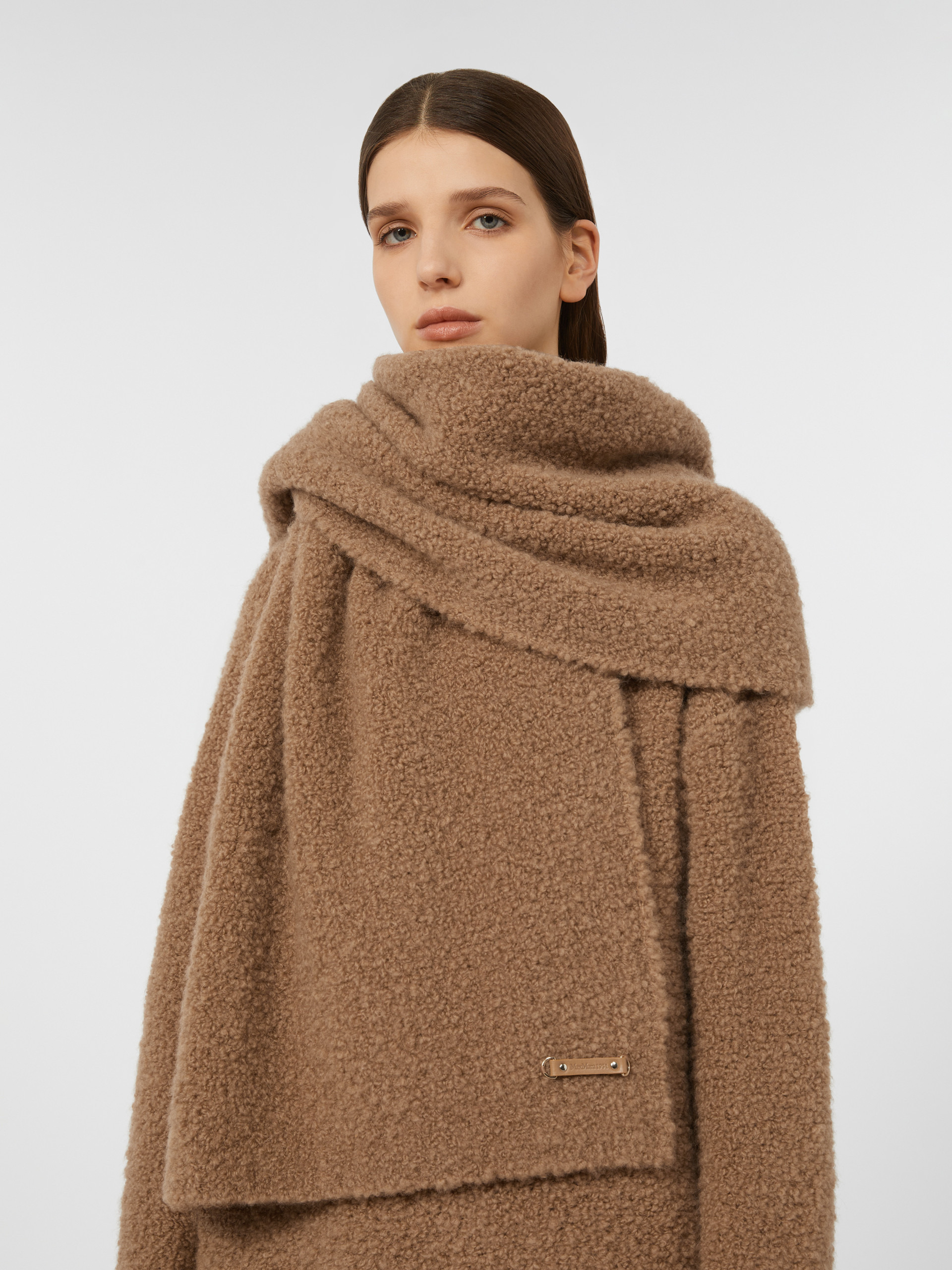 CALABRA Bouclé silk and camel scarf - 4