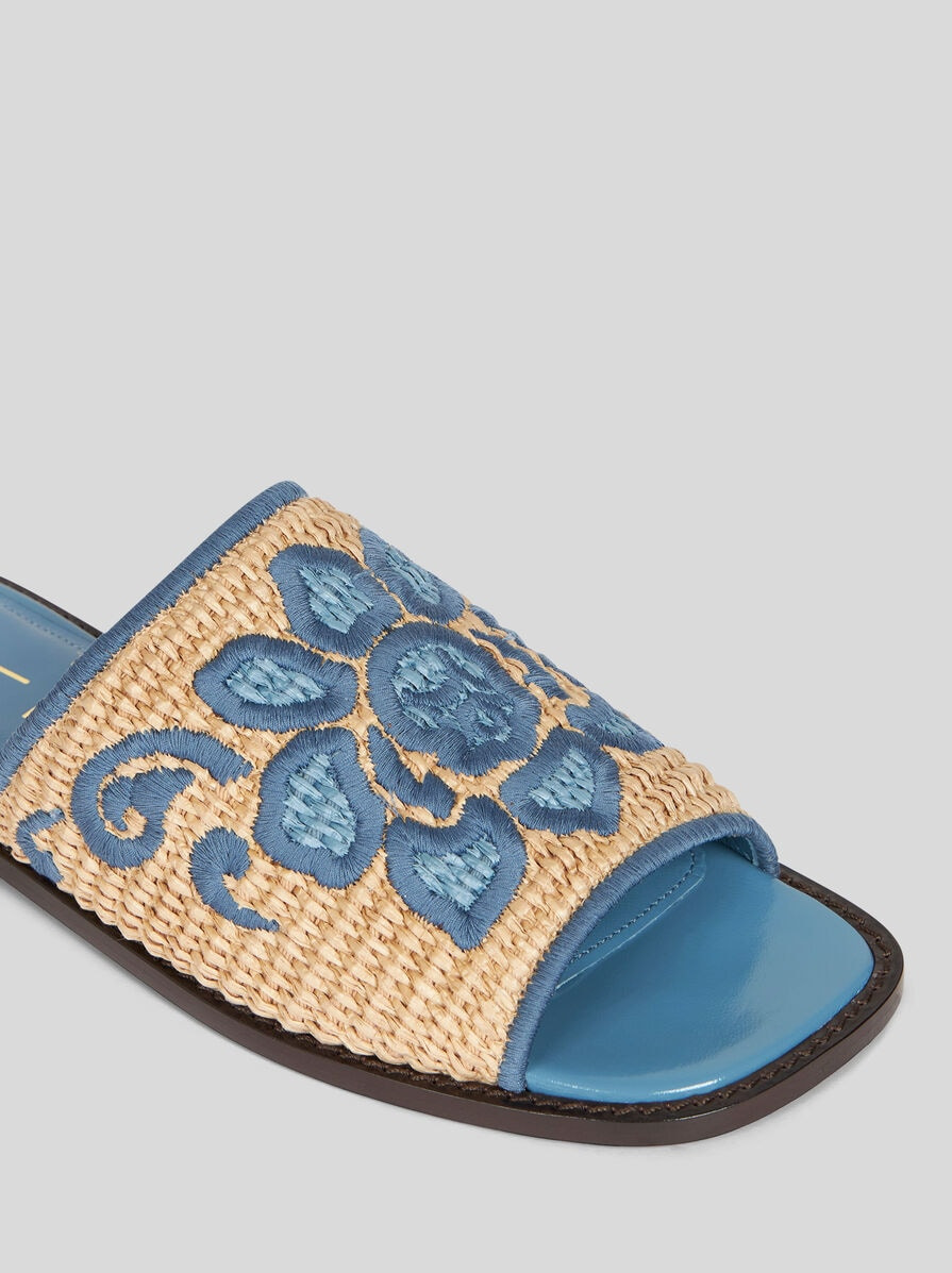EMBROIDERED RAFFIA SLIDES - 4