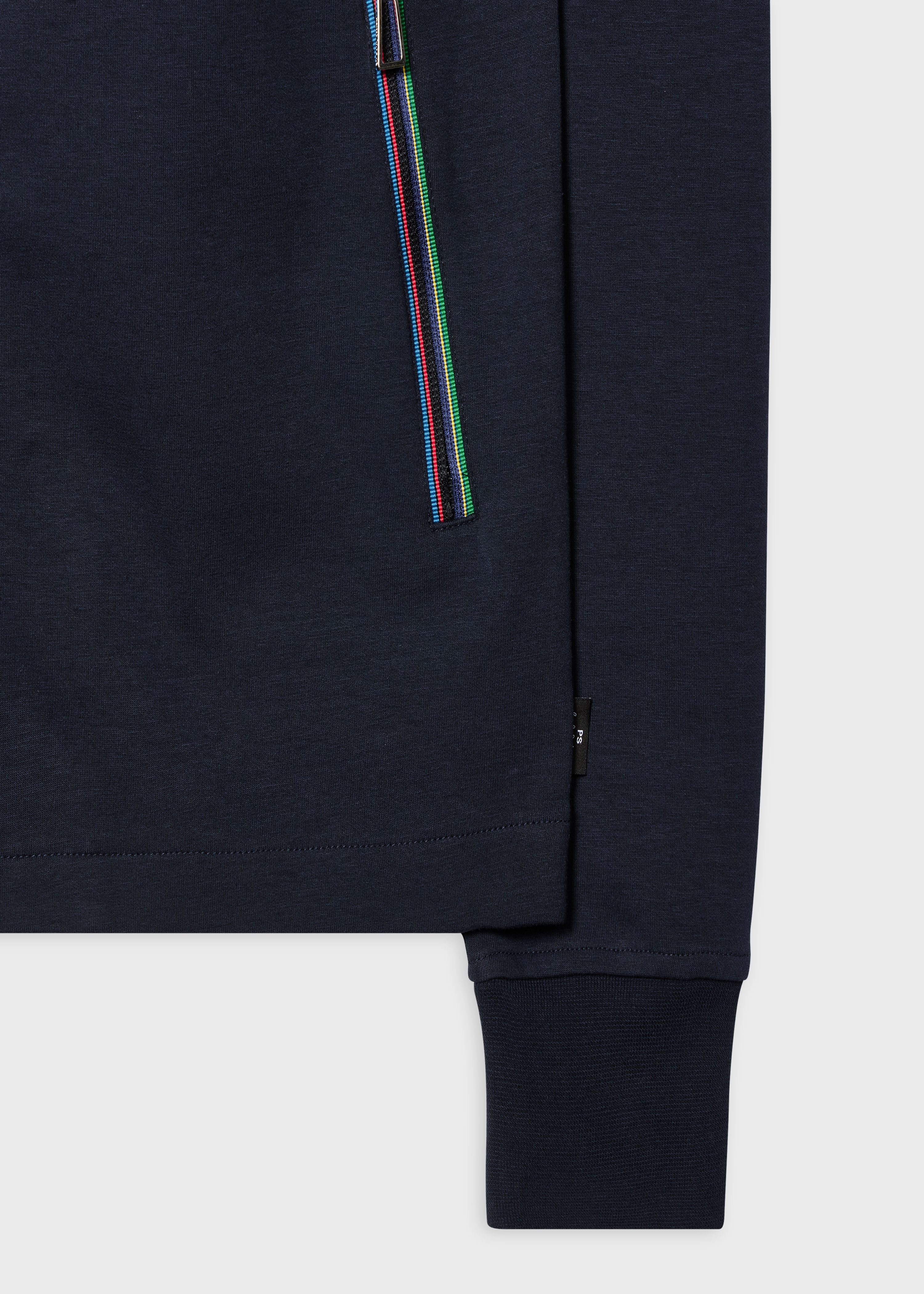 Navy Double Face Cotton-Blend Track Top - 2