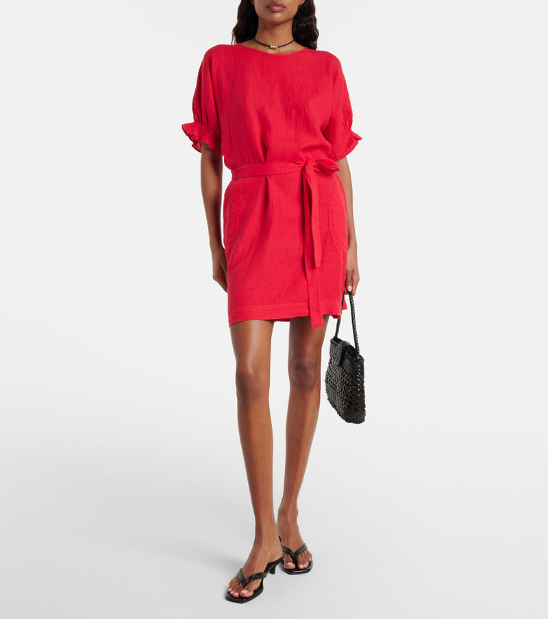 velvet Vivian belted linen minidress outlook