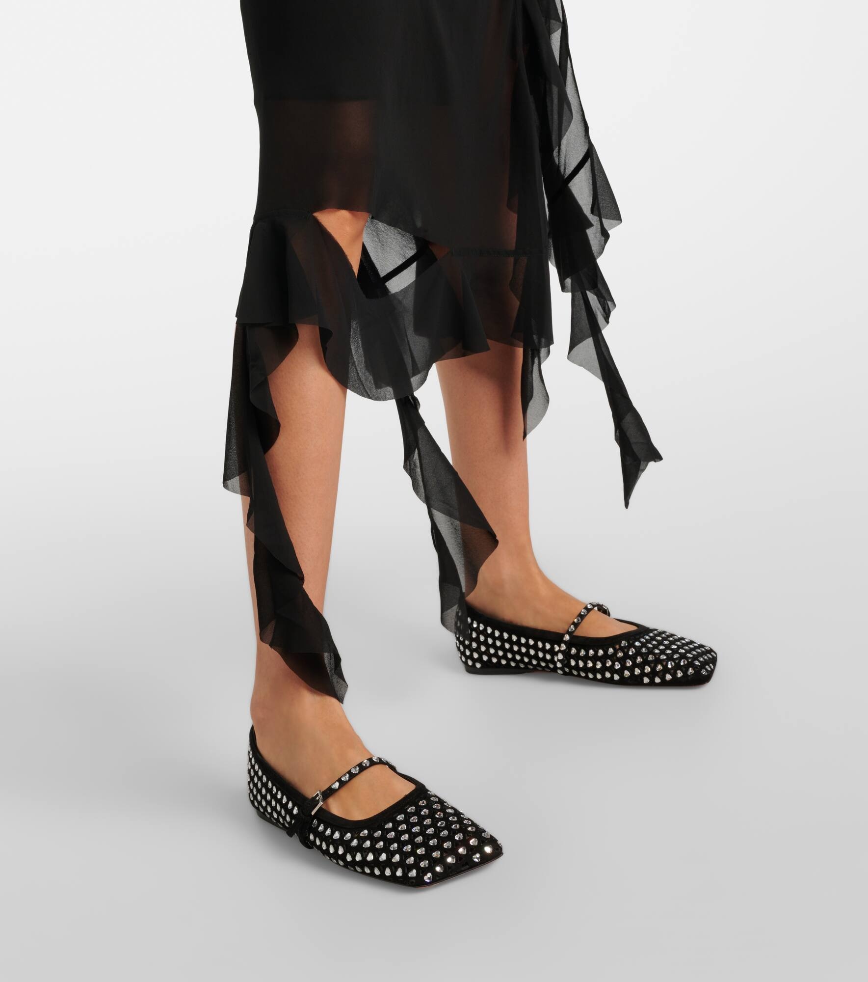 Ane crystal-embellished leather ballet flats - 4