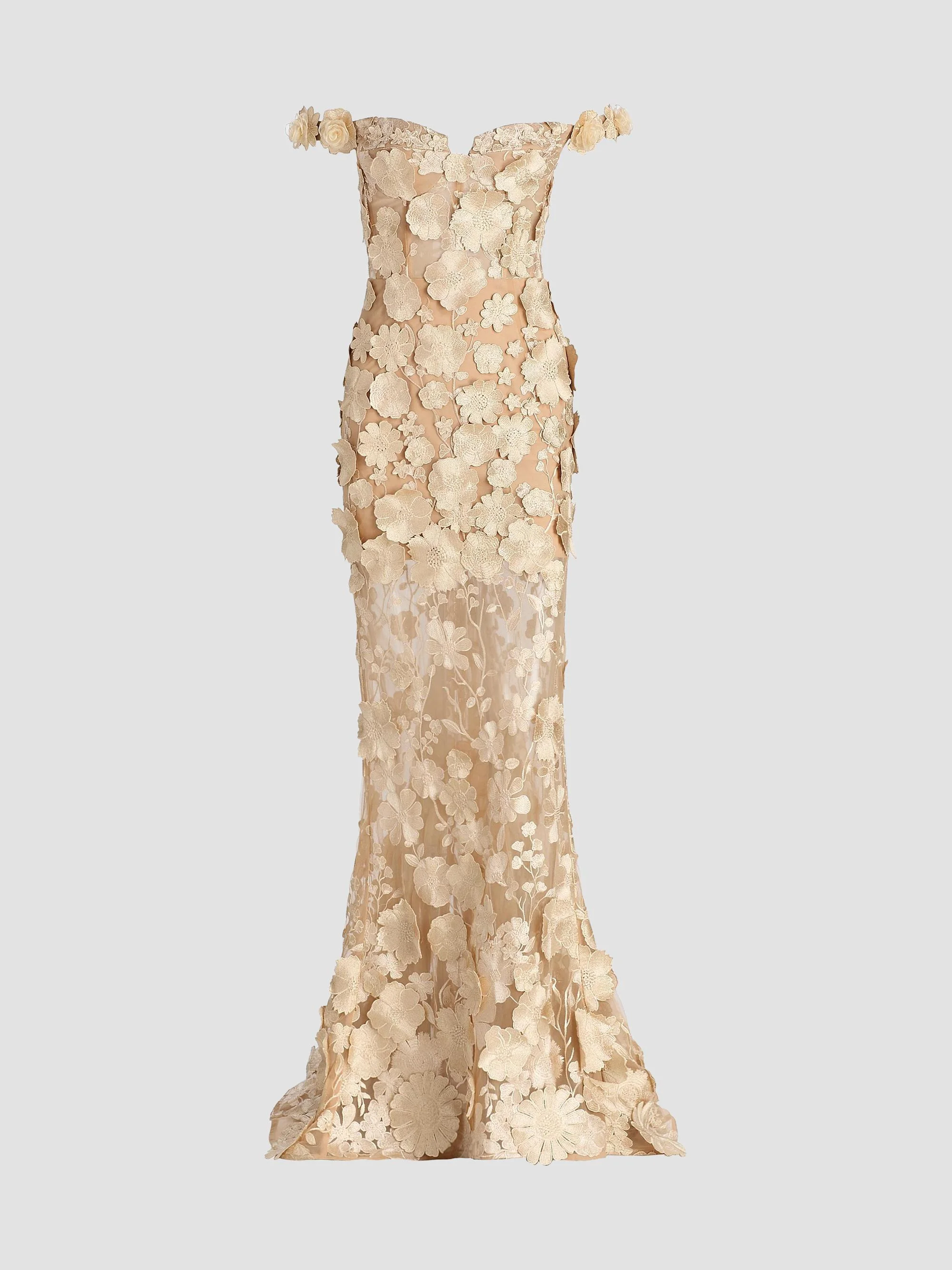 Women's Jasmine Off-The-Shoulder Corset Gown - Gold - 1